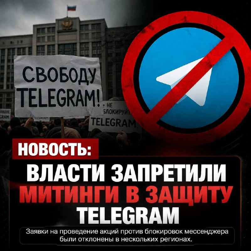 🚫 Власти запретили митинги в защиту Telegram

В ряде регионов были отклонены заявки на проведение м