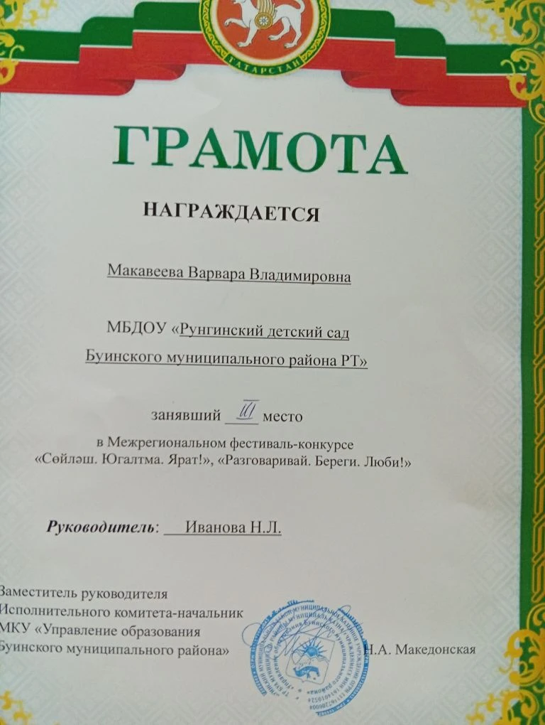 Сегодня наша воспитанница Макавеева Варвара выступала в Межрегиональном фестиваль- конк...