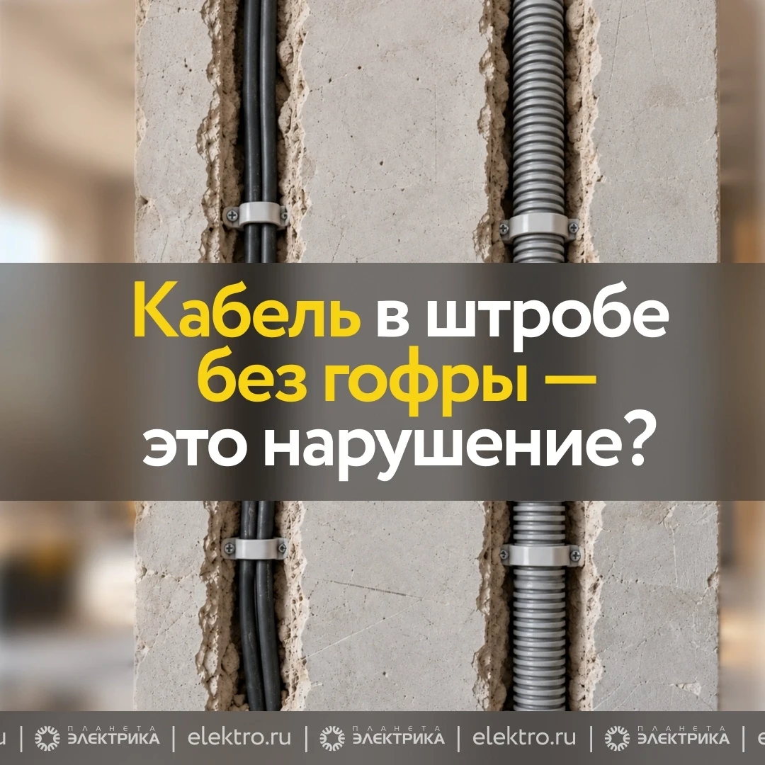 ⚡ Кабель лежит в штробе без гофры. Нарушение? Не обязательно.