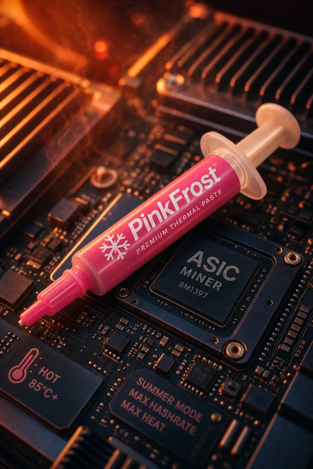 🌡️ Лето = враг ASIC-майнера. Температура чипа скачет на 15–20°C.

Что происходит:
• Заводская паста