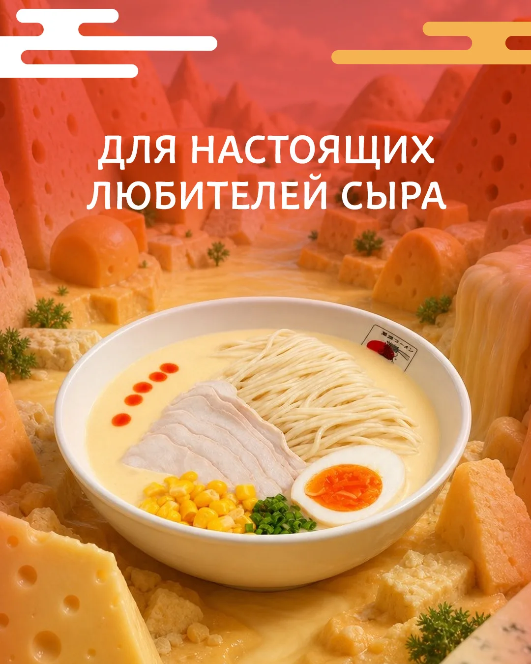 Сырный рамен — это оригинальная вариация классического японского супа, где вместо привы...