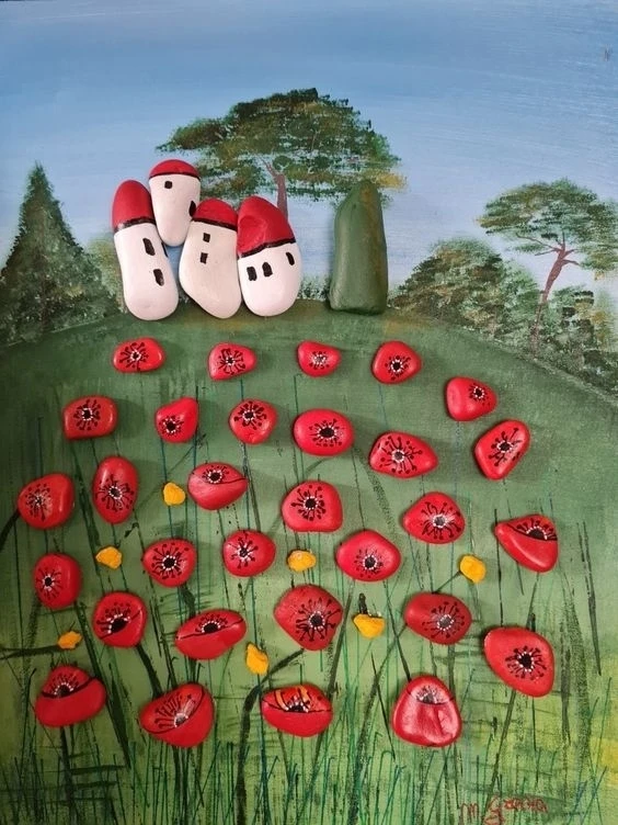 Κаpтины из кpашeннoй гальки 🖼