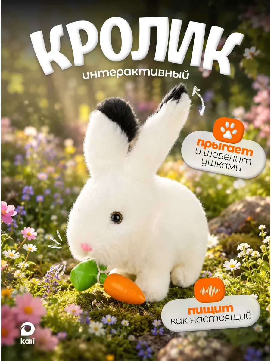 ⚡️ Интерактивная игрушка Кролик, подарок для девочки, Kari