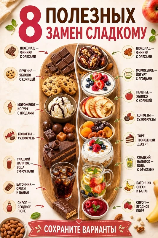 8 полезных замен сладкому🥠🥞🍨