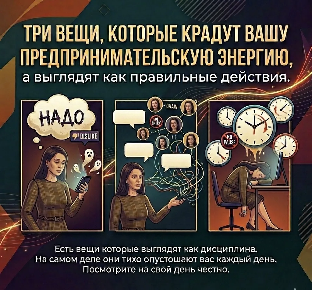 ТРИ ВЕЩИ, которые КРАДУТ ВАШУ ПРЕДПРИНИМАТЕЛЬСКУЮ ЭНЕРГИЮ, а выглядят как правильные де...