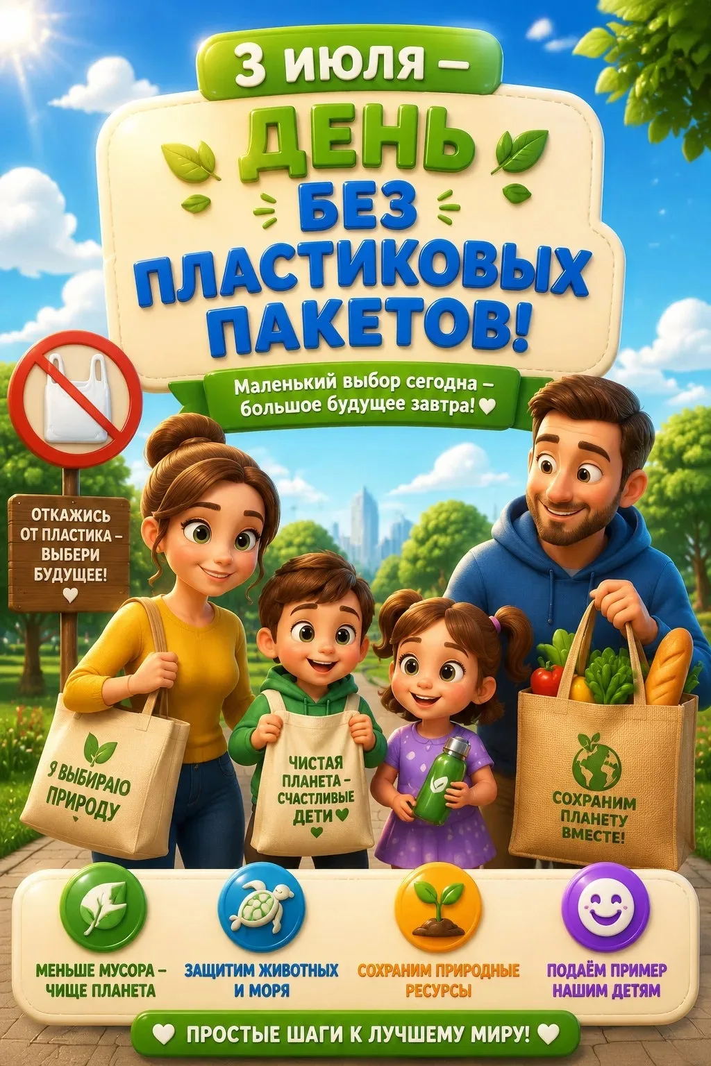Сегодня, 3 июля, во всём мире празднуют День без пластиковых пакетов! И наш детский сад объявляет о 