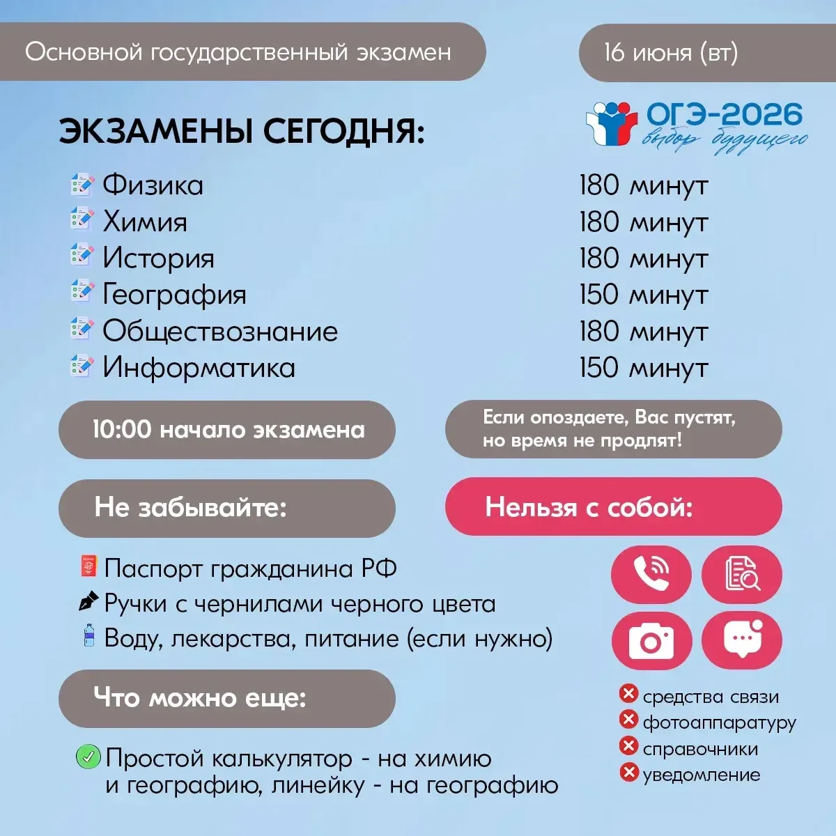 Сегодня девятиклассники сдают ОГЭ по физике, химии, истории, географии, обществознанию ...