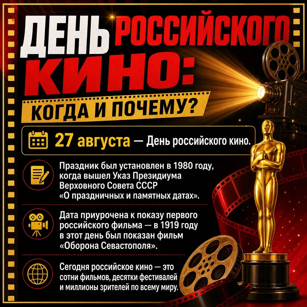 27 августа — День российского кино! 🎬🇷🇺