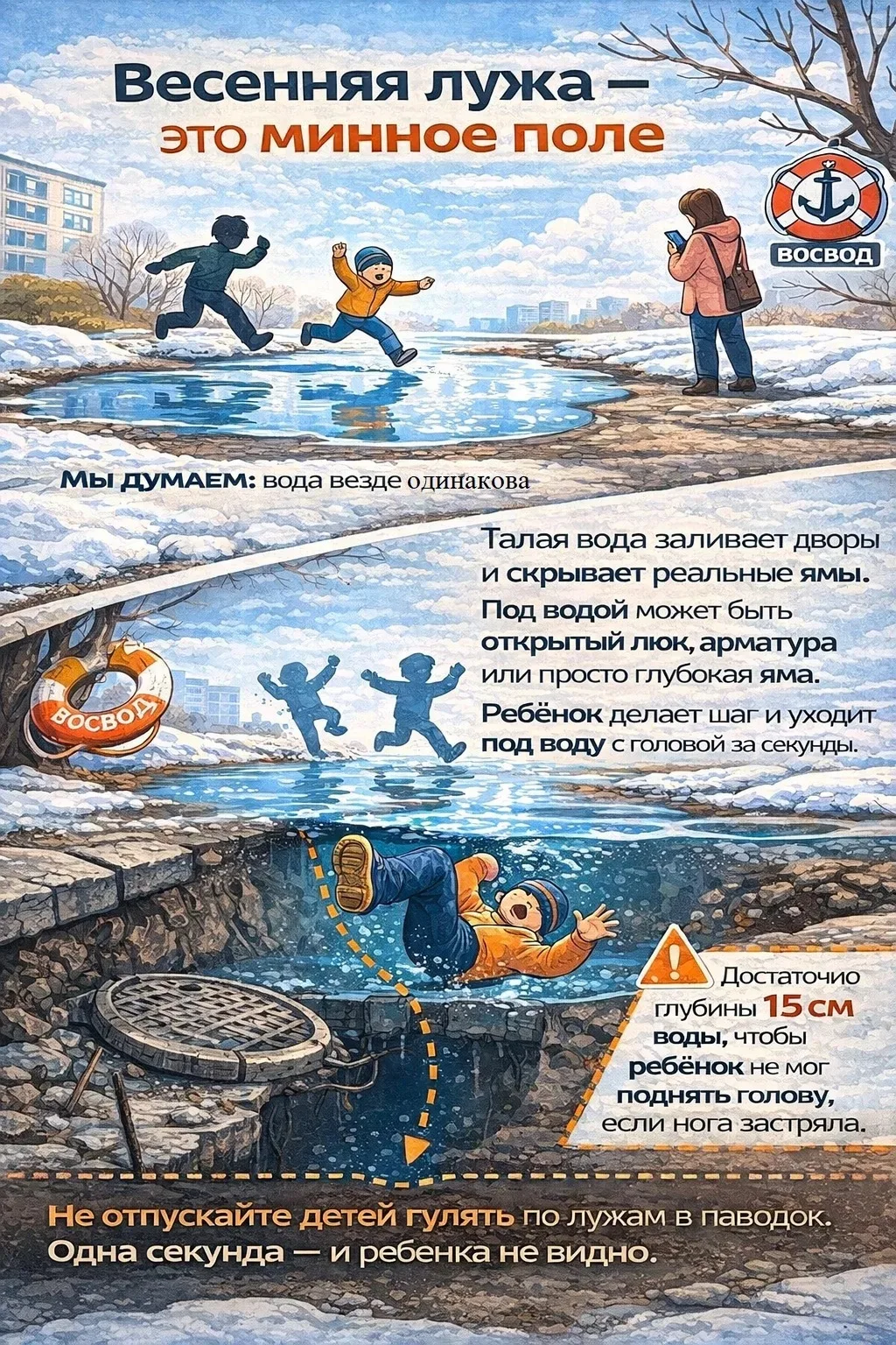 Сегодня солнце так припекает, что хочется пройтись по лужам. Особенно если вам 7 лет и ...
