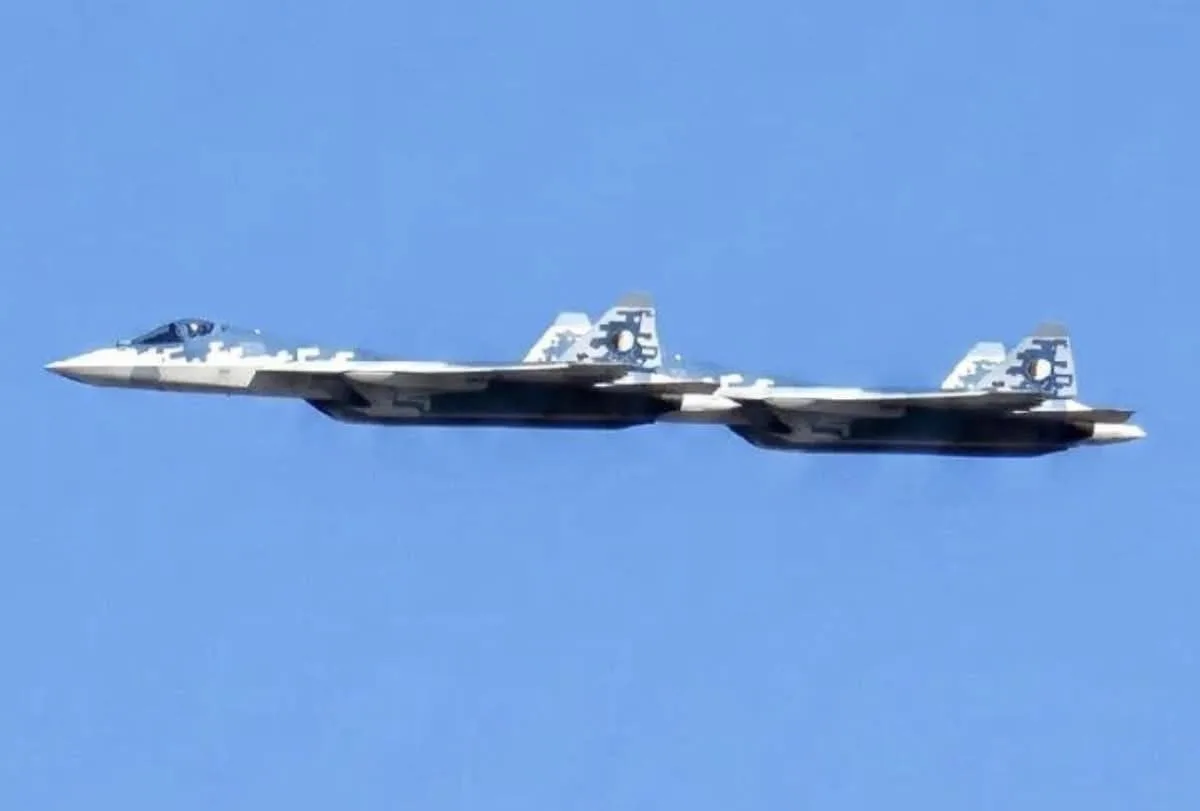 Пара истребителей пятого поколения Су-57Э в небе Алжира. Эта страна стала первым получа...