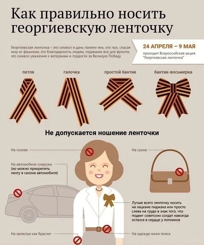 Как правильно носить Георгиевскую ленту?🤔