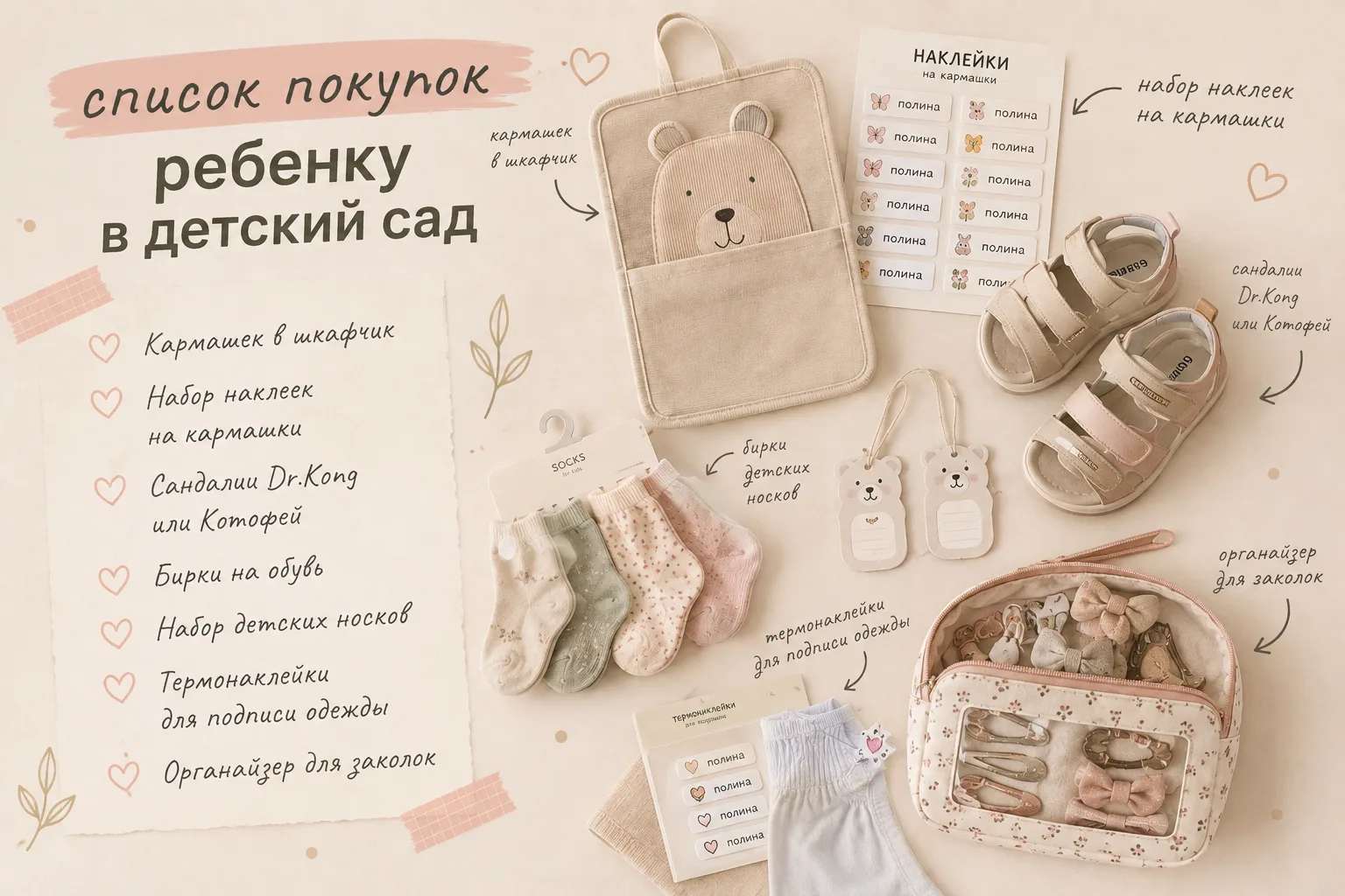 Список покупок ребенку в Детский сад
