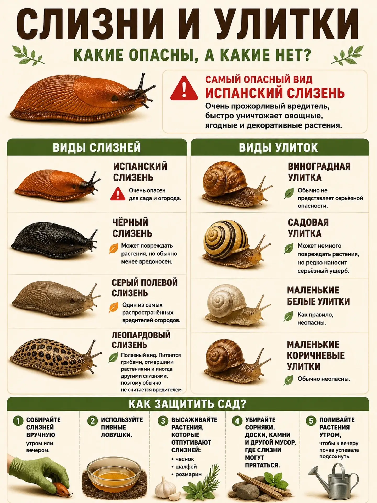 🐌 Не все слизни и улитки одинаково опасны!

Самый серьёзный вредитель сада и огорода, это испанский