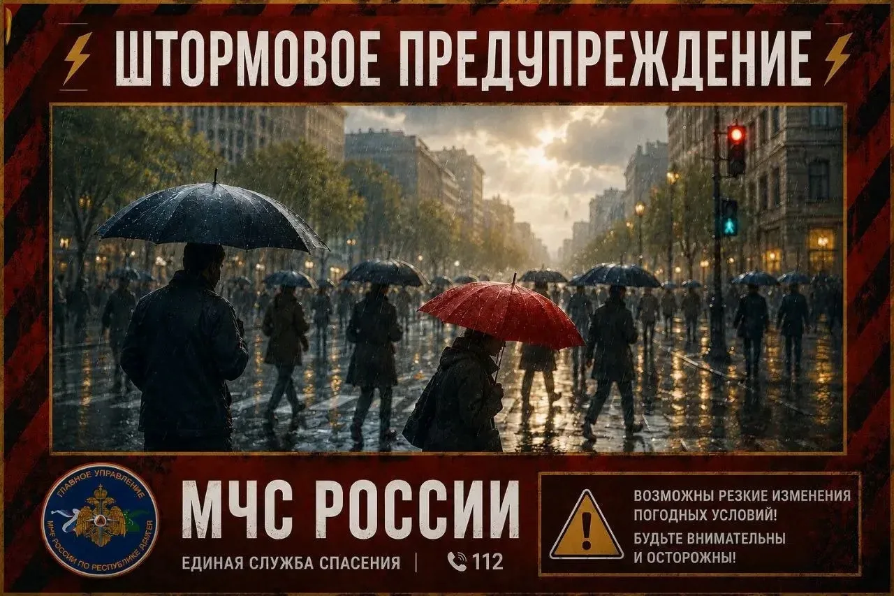 ⚠️На территории Республики Адыгея объявлено штормовое предупреждение