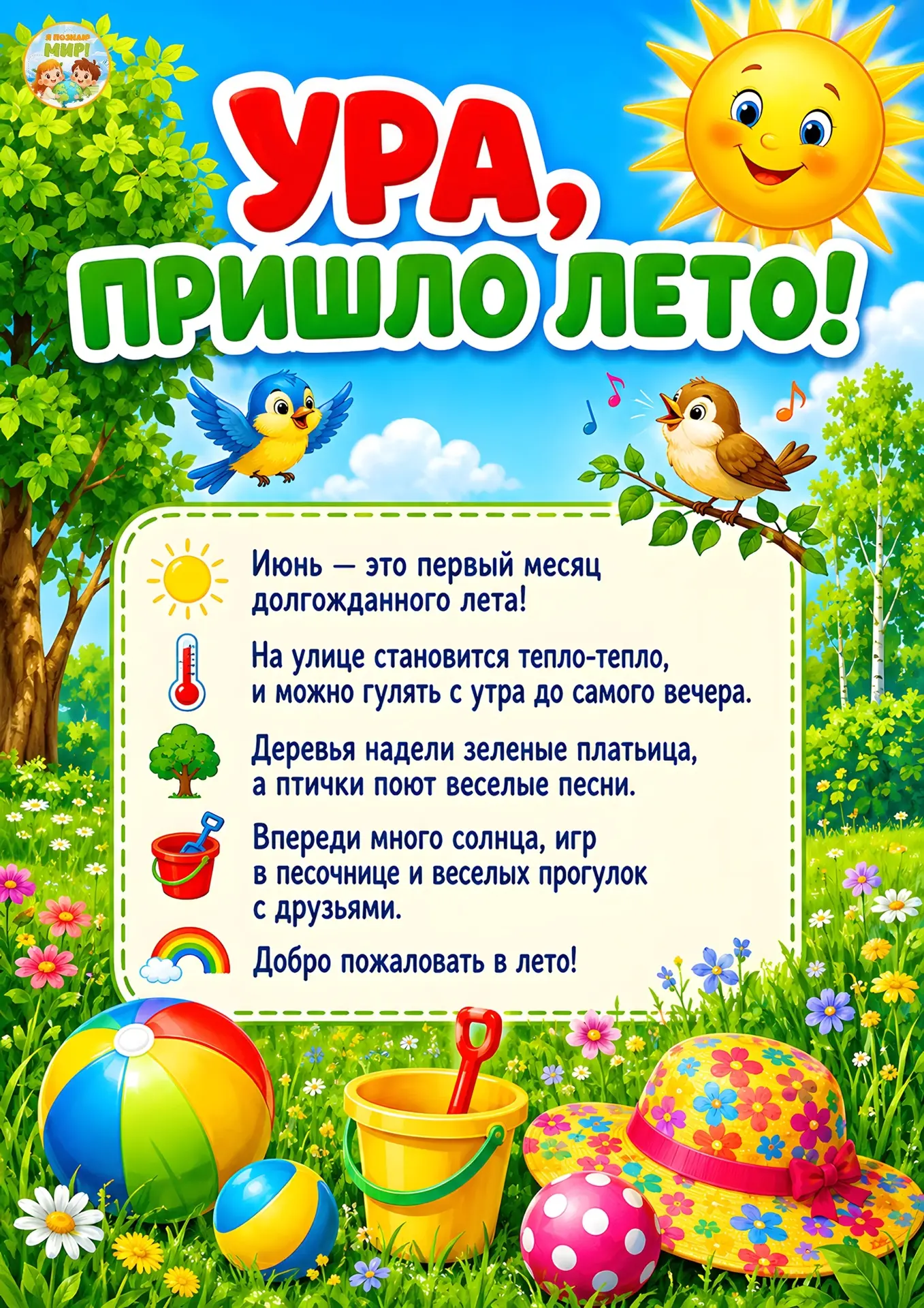 Здравствуйте! 👋
📨 Это замечательное и жизнерадостное сообщение для всех: взрослых и детей. 

☀️Лет
