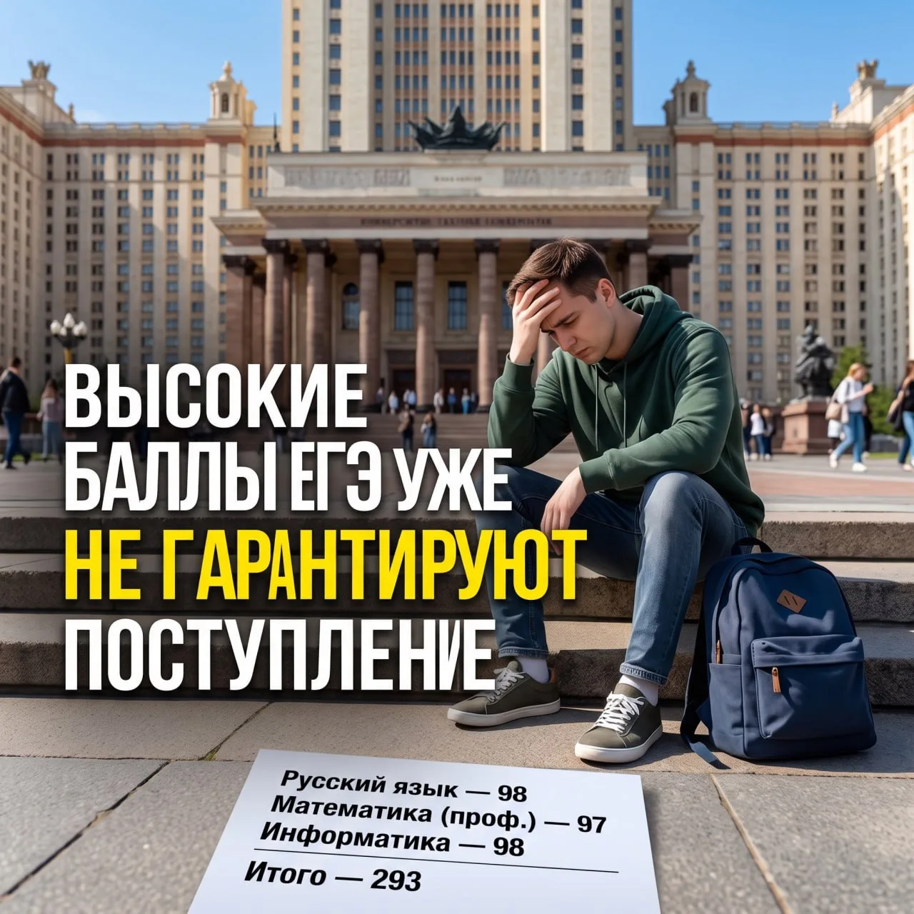 Представьте: ваш ребёнок получает 300 баллов из 300 по ЕГЭ. Казалось бы - ну теперь-то ...