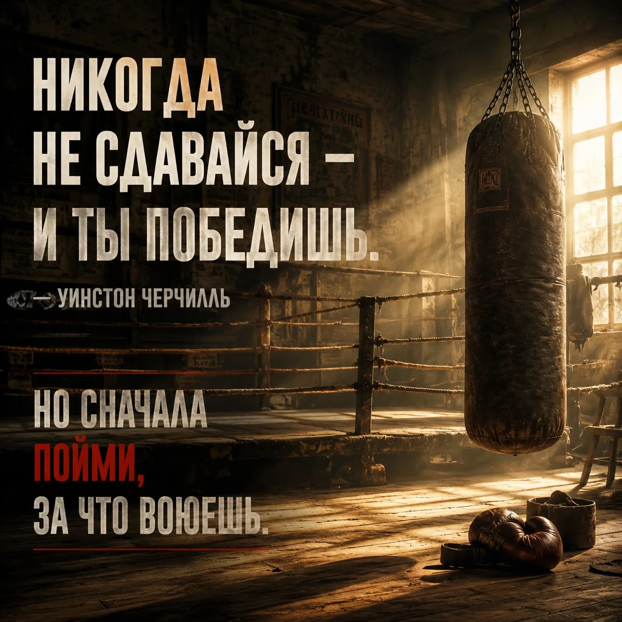 Никогда не сдавайся — и ты победишь. 
📚Уинстон Черчилль 

Но сначала пойми, за что воюешь.

#мотива