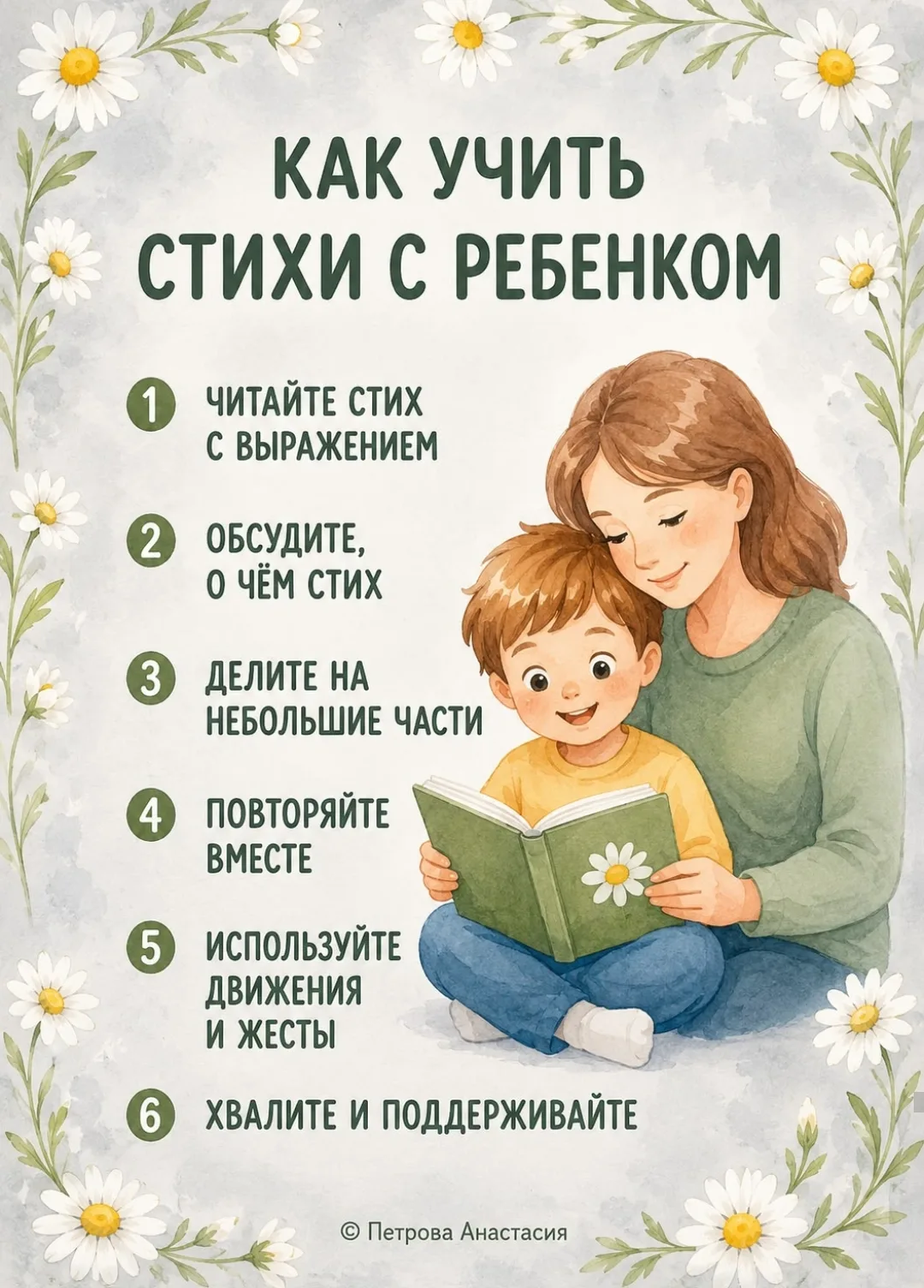 Консультация для родителей
КАК ПОМОЧЬ РЕБЁНКУ ВЫУЧИТЬ СТИХОТВОРЕНИЕ? 
Заучивание стихов развивает па
