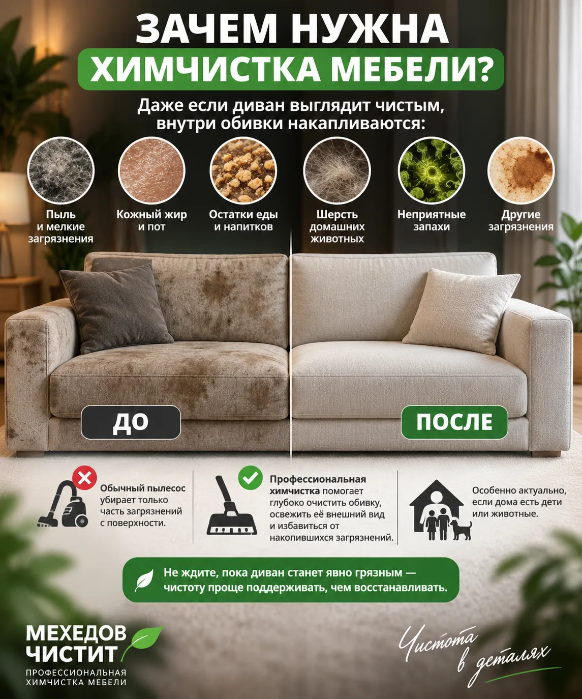 🛋️ Зачем нужна химчистка мебели?