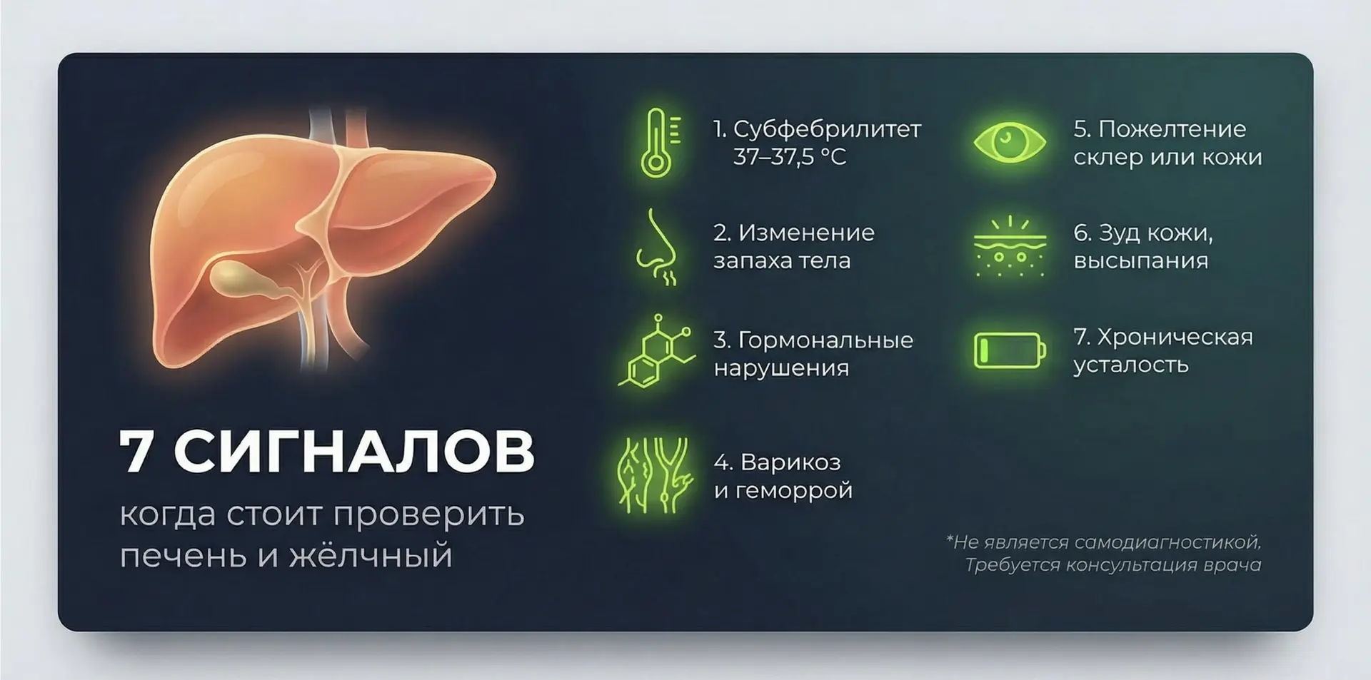 🆘 7 сигналов, когда стоит проверить печень и желчный  Печень — орган, который редко «кричит». Она мо