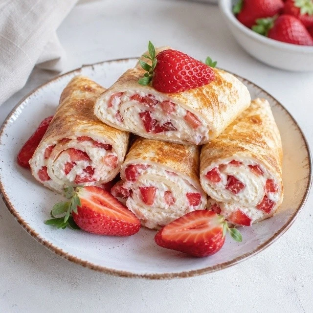 Сезон открыт, рулетики из творога и клубники🍓