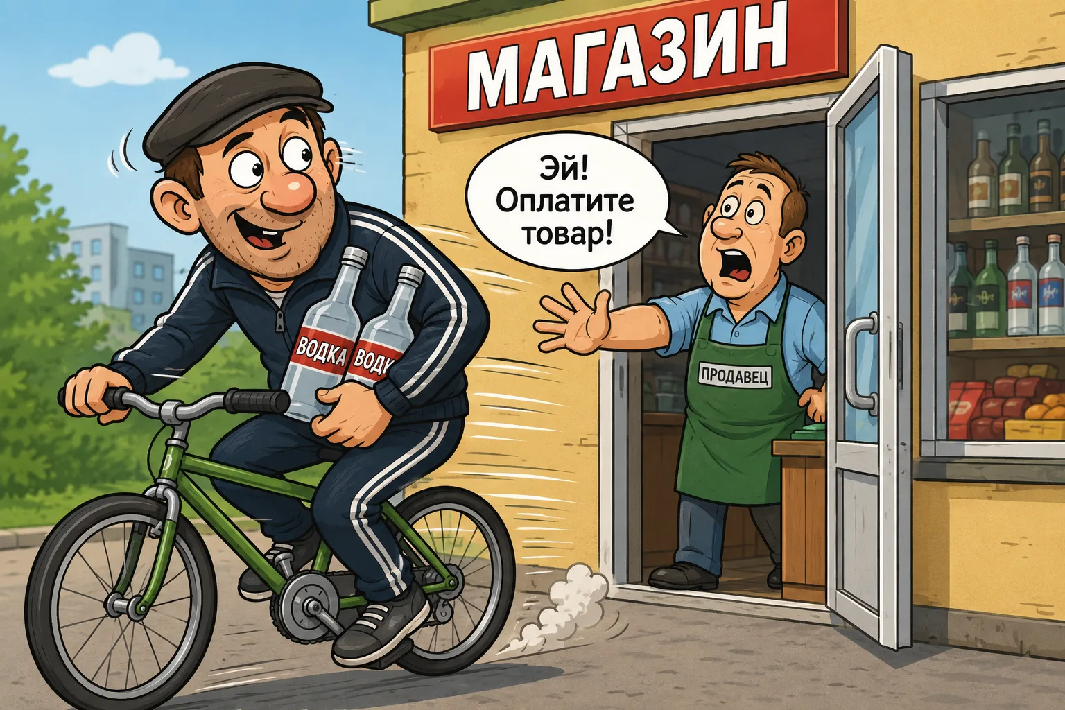 В Нерехте мужчина уехал из магазина на велосипеде с двумя бутылками водки