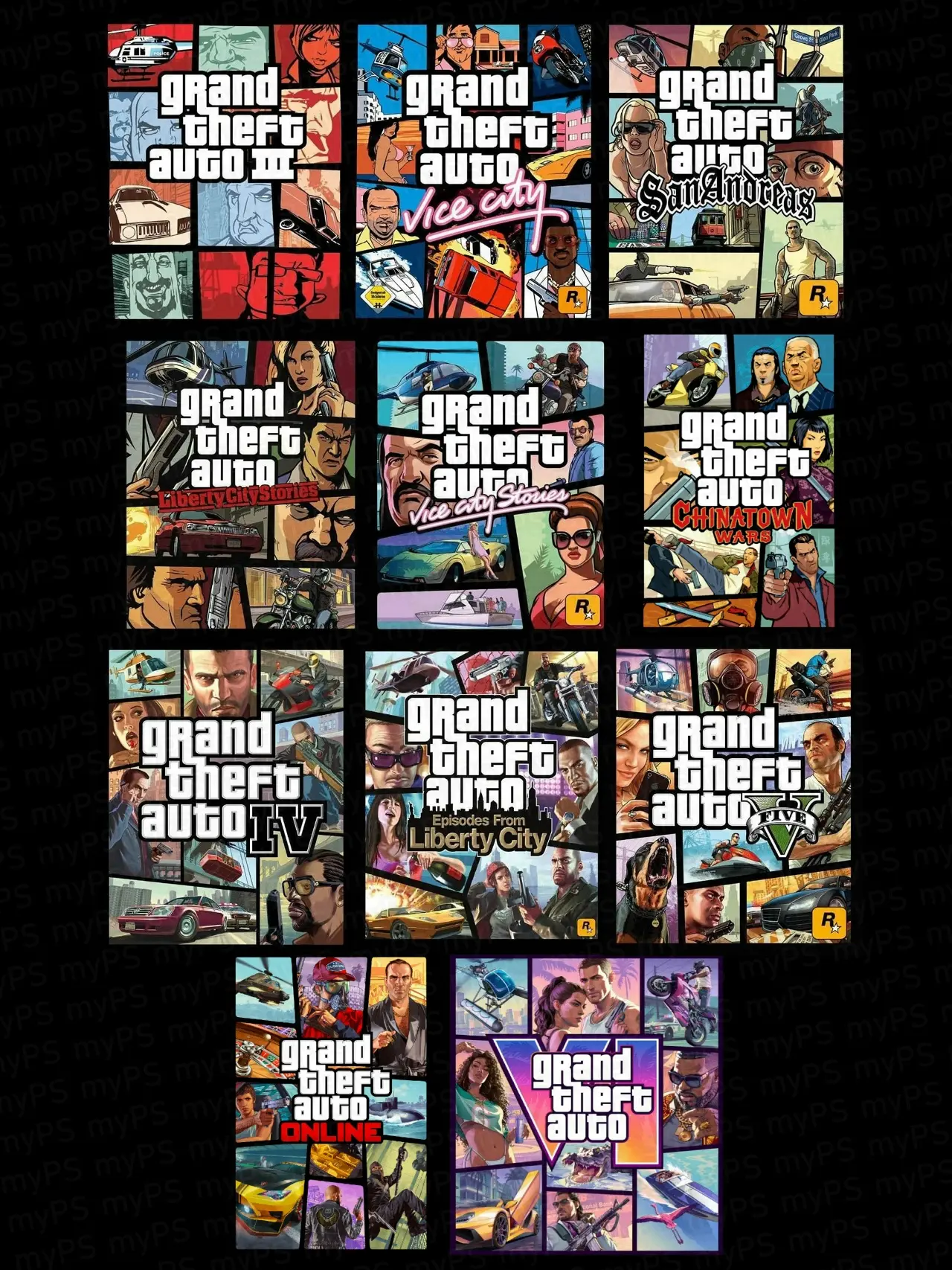 Все обложки GTA в фирменном панельном стиле

Мир PlayStation