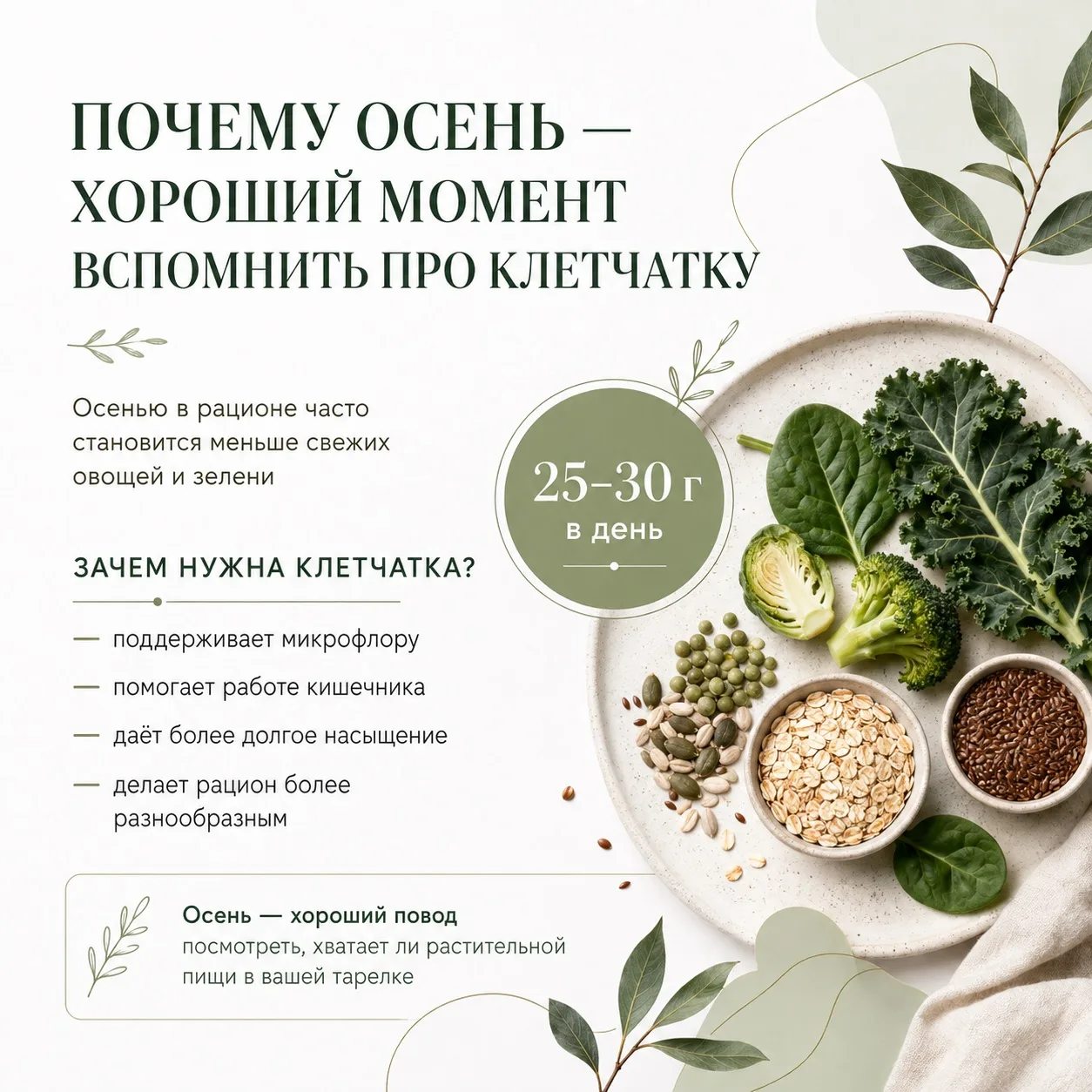 ПОЧЕМУ ОСЕНЬ - ХОРОШИЙ МОМЕНТ ВСПОМНИТЬ ПРО КЛЕТЧАТКУ 🥦