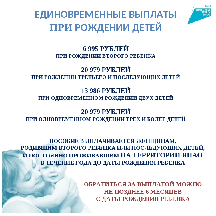 Женщины, проживающие в Ямало-Ненецком автономном округе, при рождении второго ребенка и...