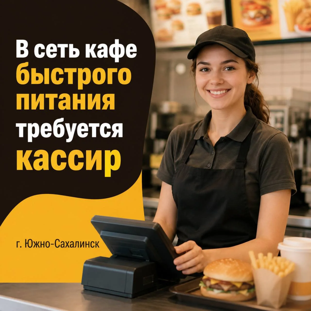 🍔В сеть кафе быстрого питания "Гуд Фуд" ТРК "СИТИ МОЛЛ" требуется кассир.