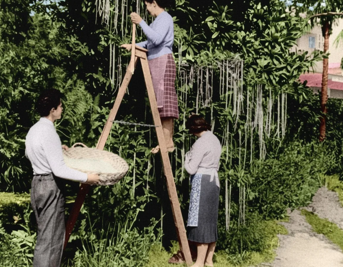 В 1957 году компания BBC опубликовала репортаж о небывалом урожае …макарон в Италии.