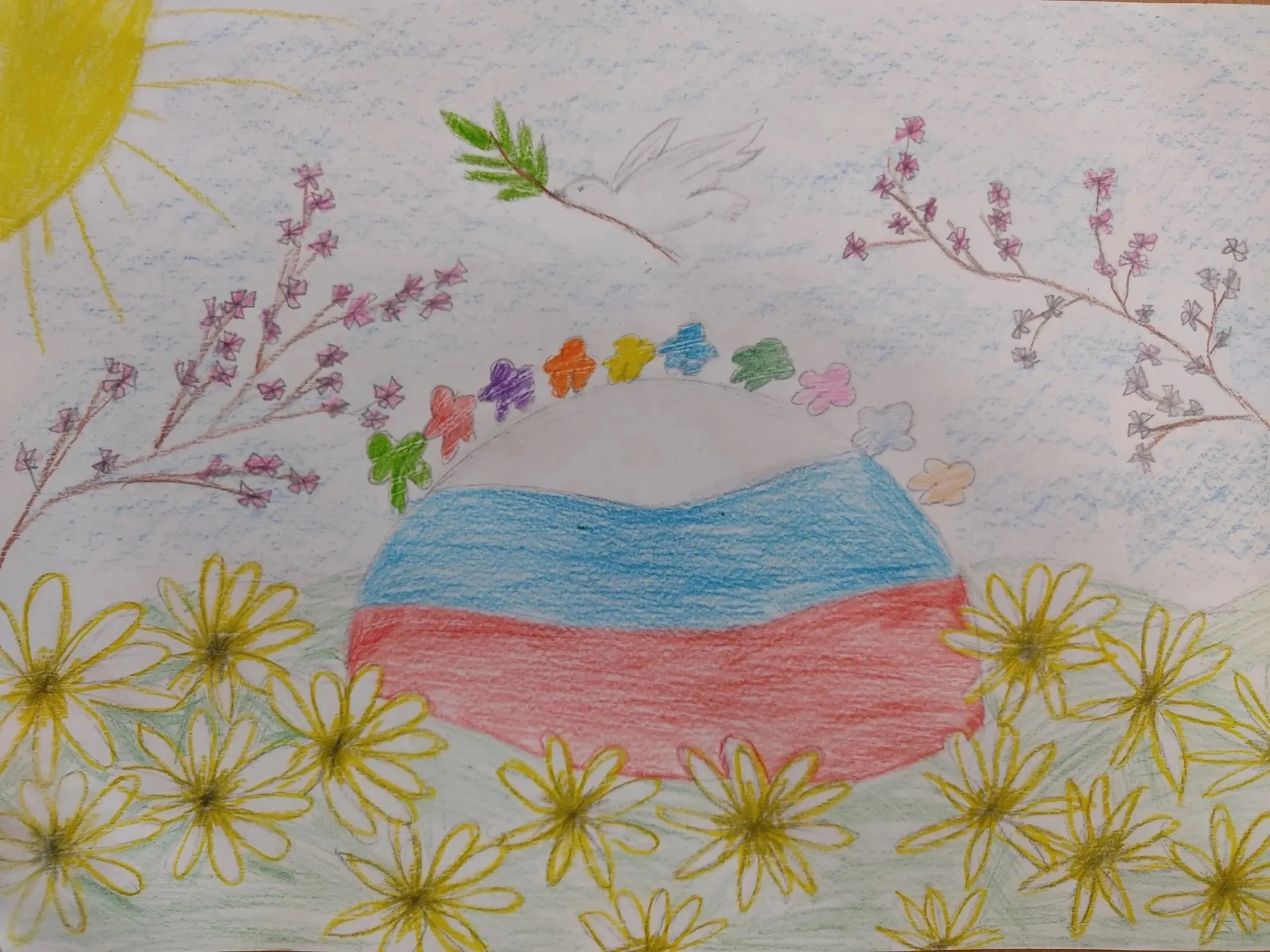 👩‍🎨«Россия единая страна» 
Рисунок Трофимовой Людмилы Анатольевны, воспитатель ГБДОУ №7 г.о. Макее