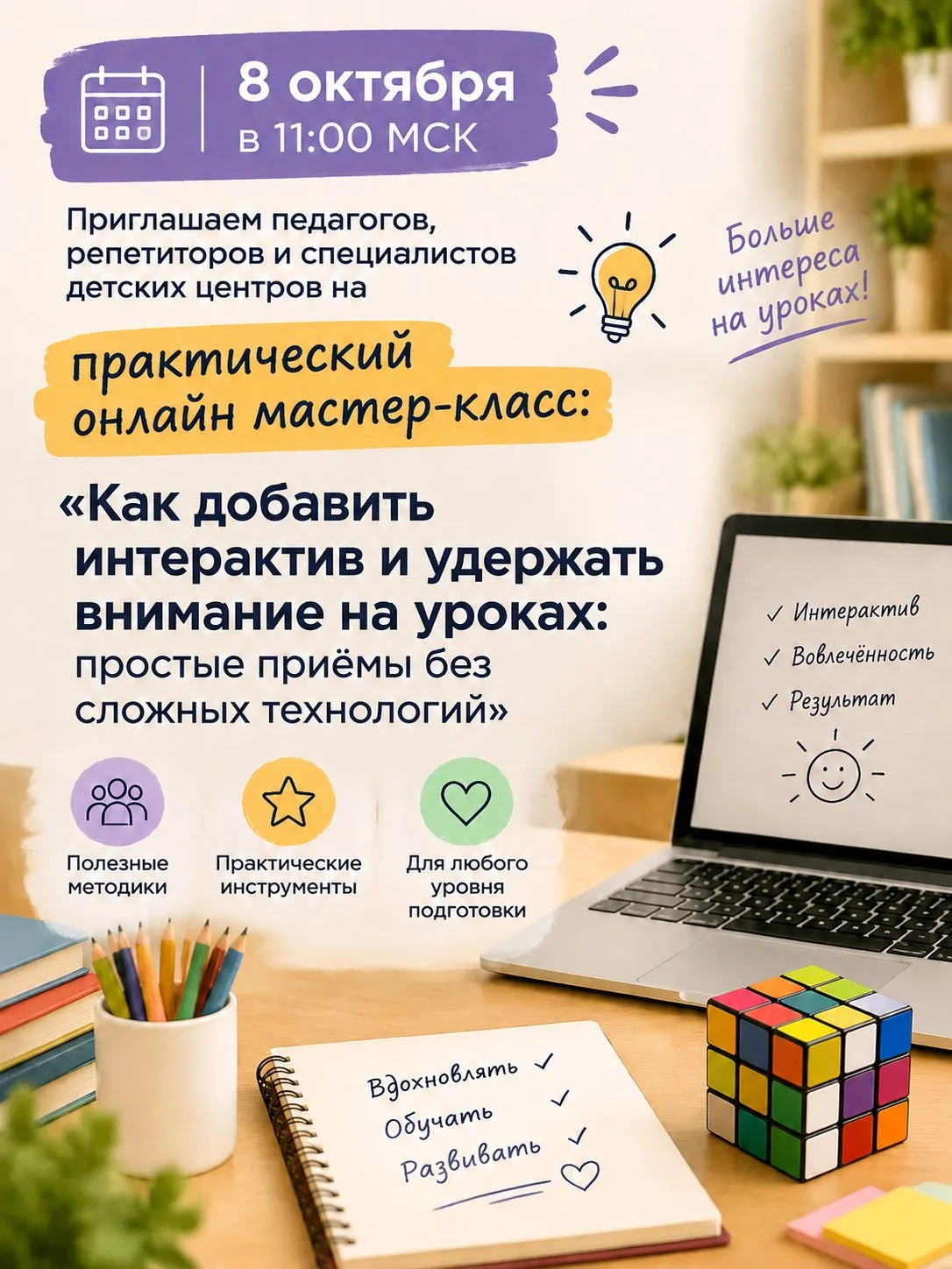 🧩 А что, если обычный кубик Рубика сможет вернуть внимание детей на занятии?