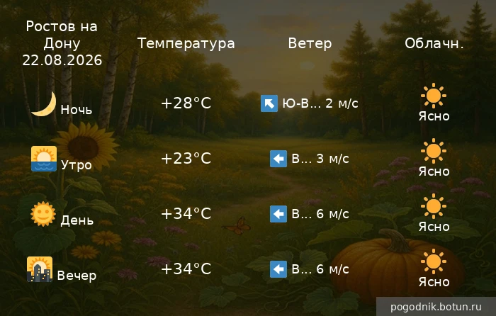 Погода на завтра  22.08.2026