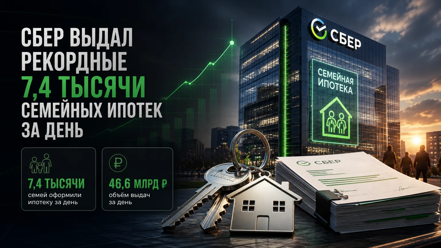 🏠 Сбер выдал рекордные 7,4 тысячи семейных ипотек за день