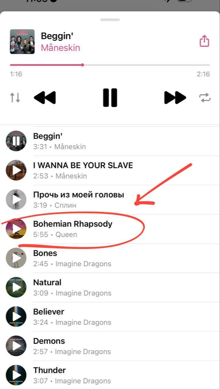 Перед вами 9 треков из моего плейлиста. Скрин из всего подряд сделан случайно.