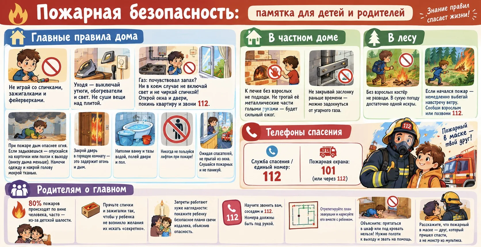 🔥 Пожарная безопасность: памятка для детей и родителей