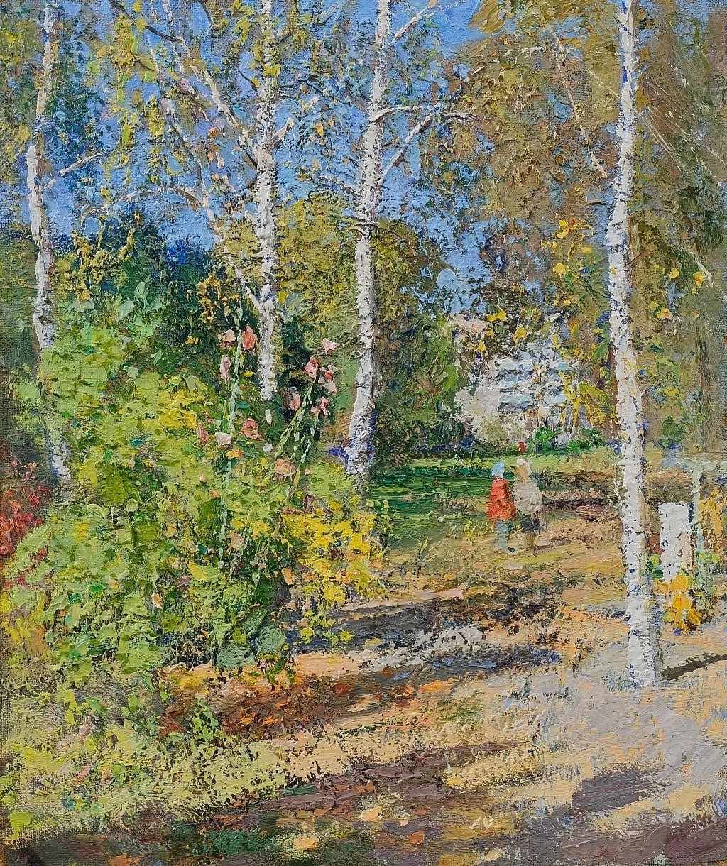 🎨 Волшебство кисти Бориса Гладченко: «Ранняя осень. Прогулка в парке»
