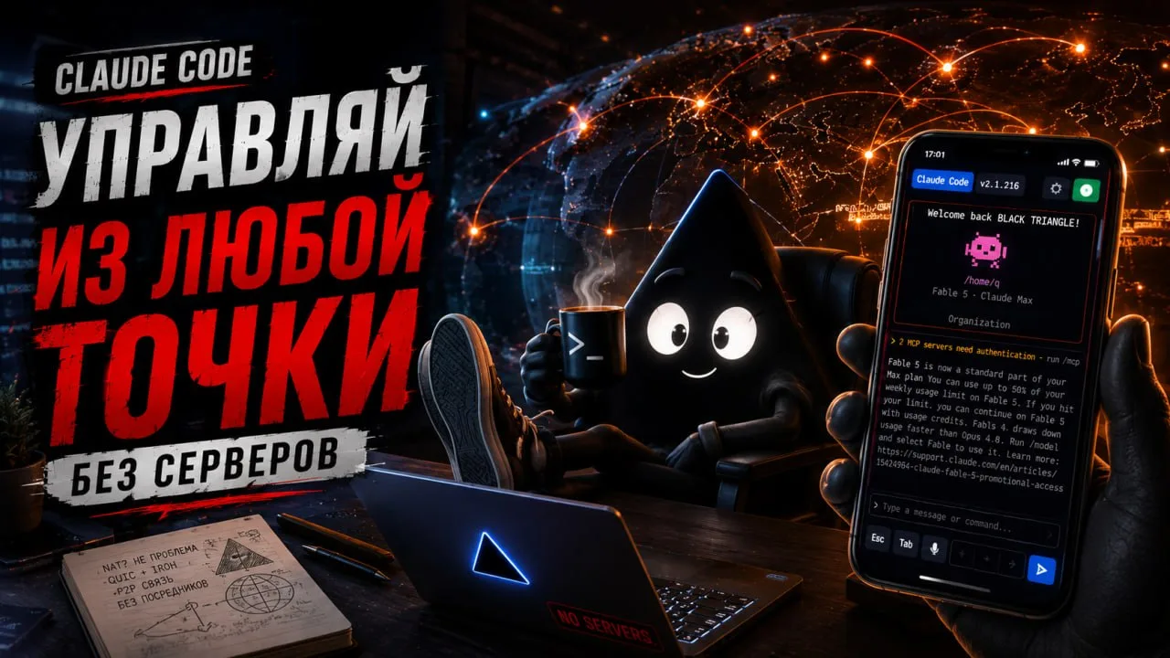 ☝🏻Claude Code с телефона за тысячи километров без единого сервера
===============

👁  https://www.