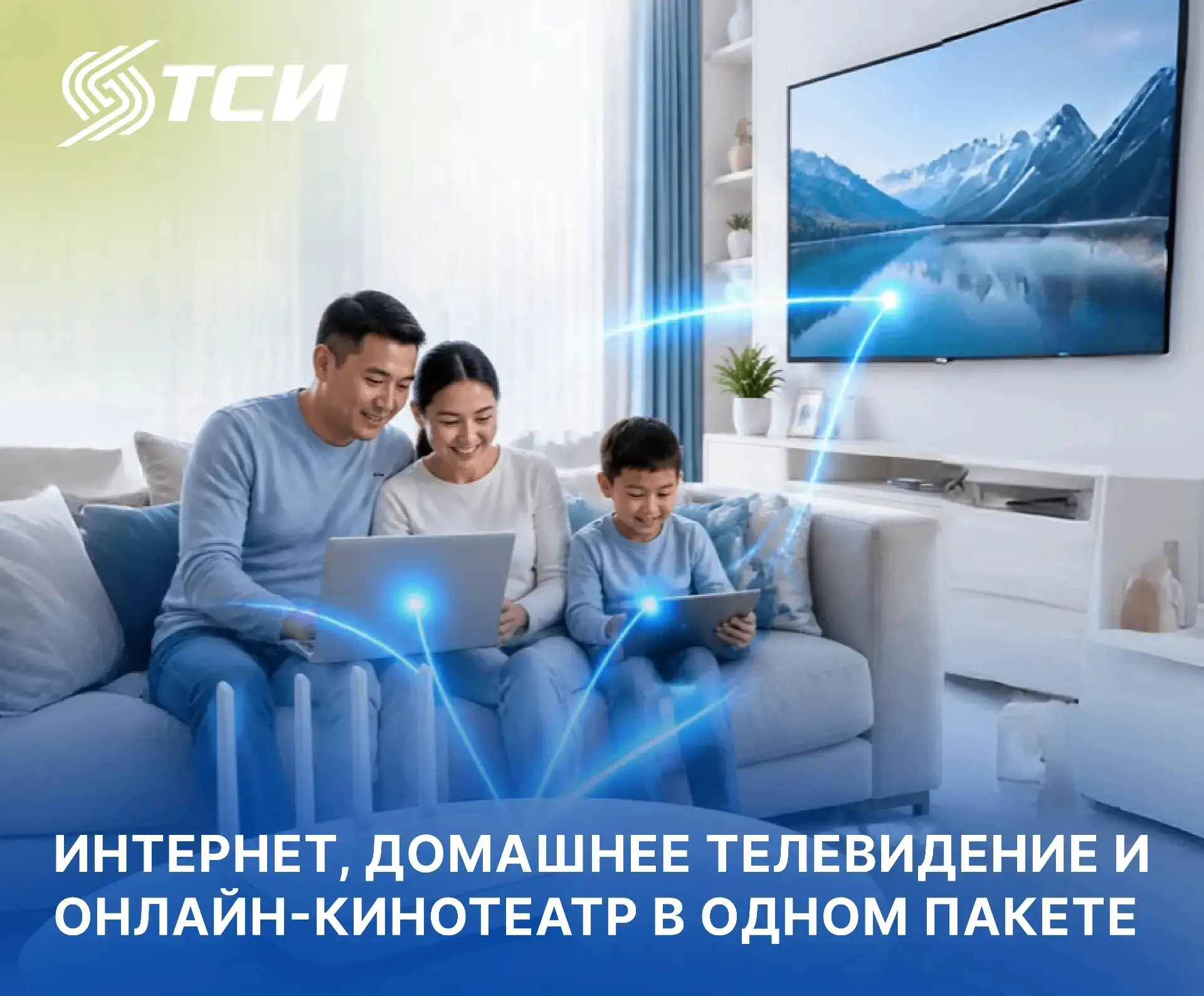 Высокоскоростной интернет, домашнее телевидение и онлайн-кинотеатр от ТСИ в одном пакете⚡️