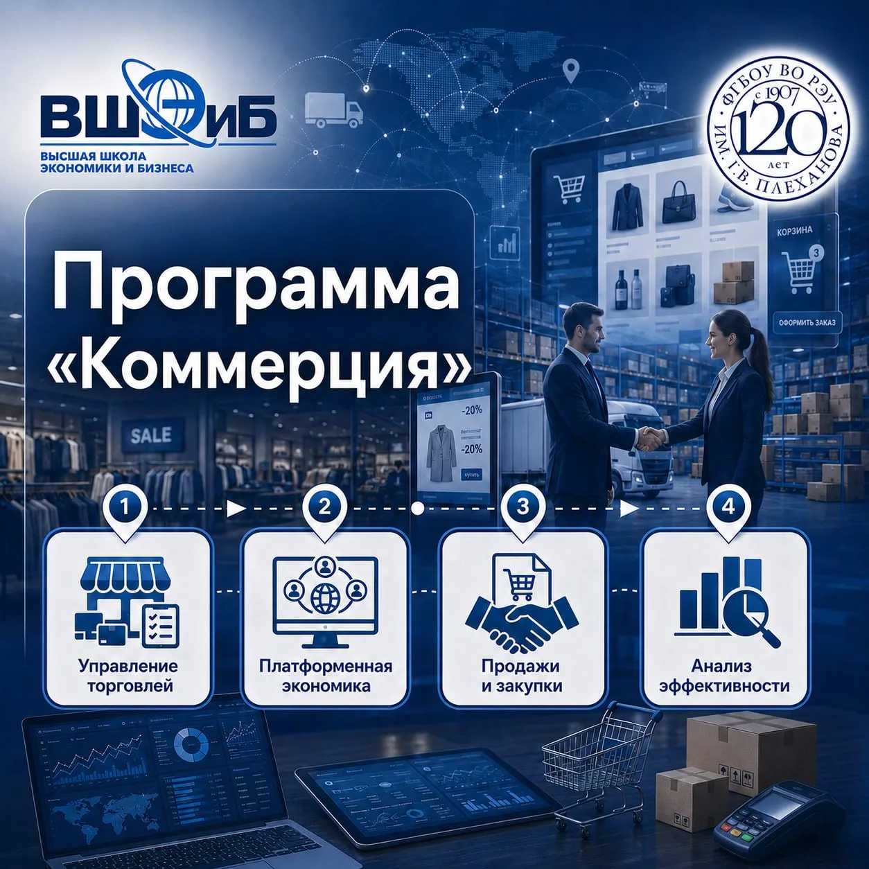 Коммерция — это не только про продажи 🛒 
Это про то, как работает современный торговый бизнес: пони