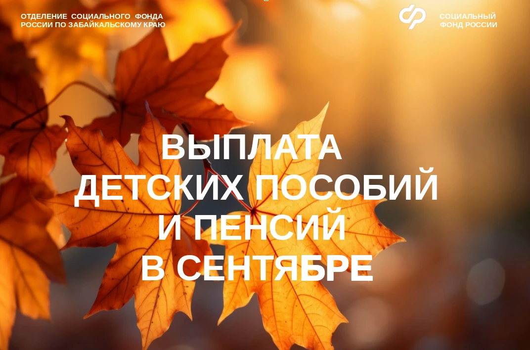 🍁 3 сентября региональное Отделение СФР перечислит забайкальцам единое пособие на дете...