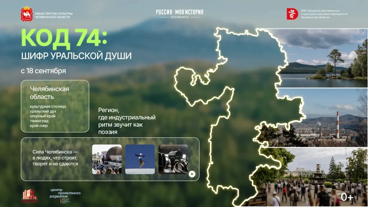 ▫️19 сентября в мультимедийном парке «Россия – Моя история» откроется выставка «Код 74:...