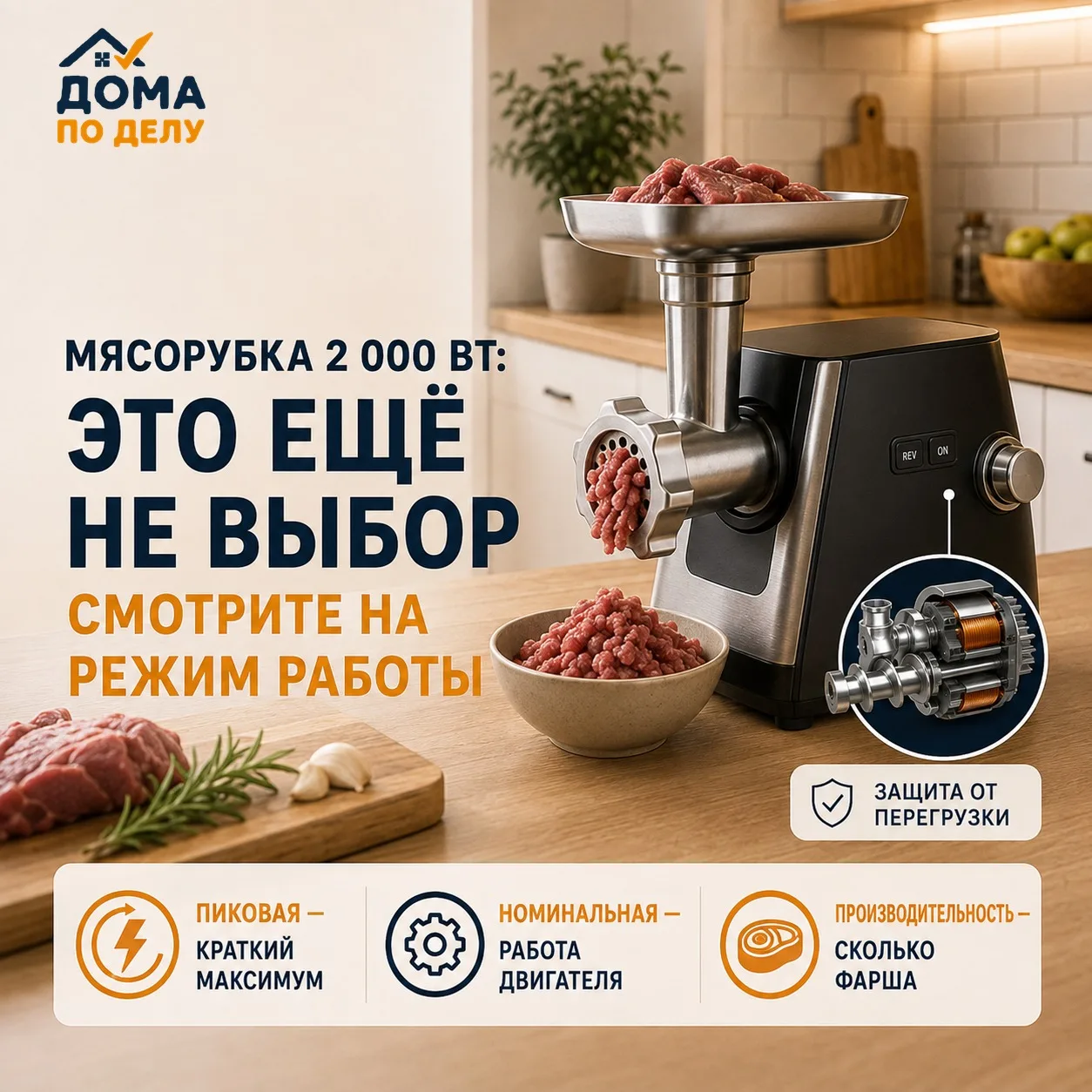 🥩 Электрическая мясорубка для дома: за что вы платите в цифре «2 000 Вт»