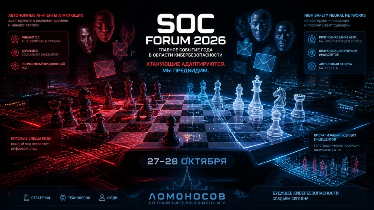 ✅ SOC Forum 2026: Искусственный интеллект стал главным оружием хакеров и защитников Рунета
