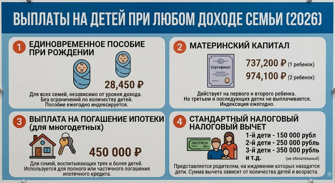 💰 Эти выплаты можно получить при любом доходе семьи ❤