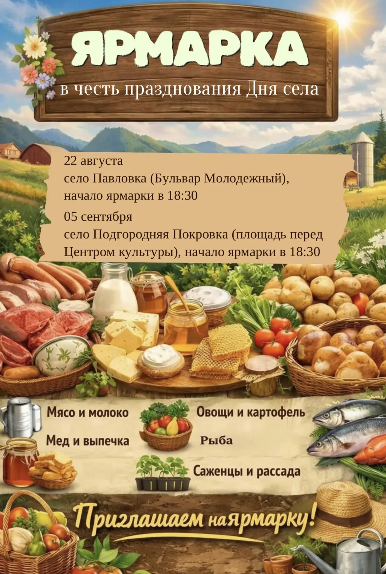 Приглашаем на праздничную ярмарку в честь Дня села 🌻