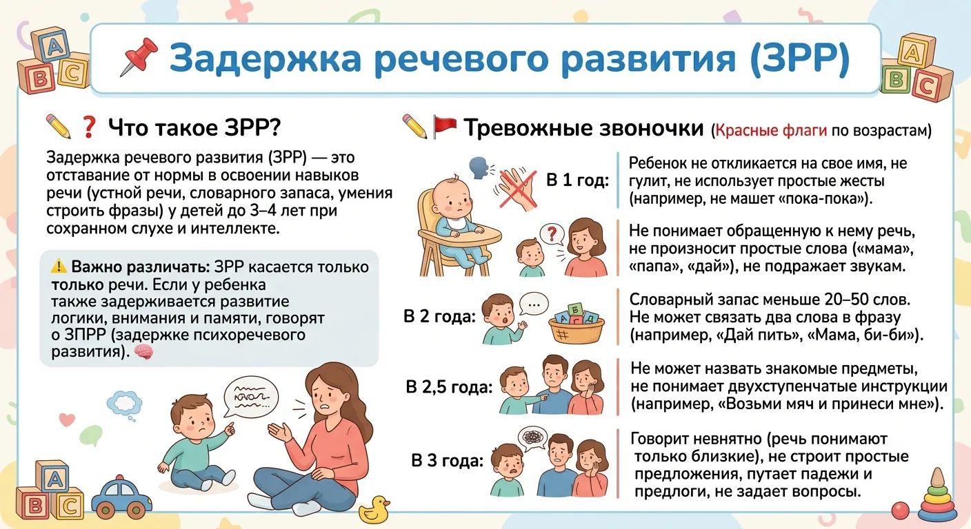 Как распознать ЗРР и когда бить тревогу?

Условно-норма:
 ▶️До 1 года — лепет и простые слоги
 ▶️В 1