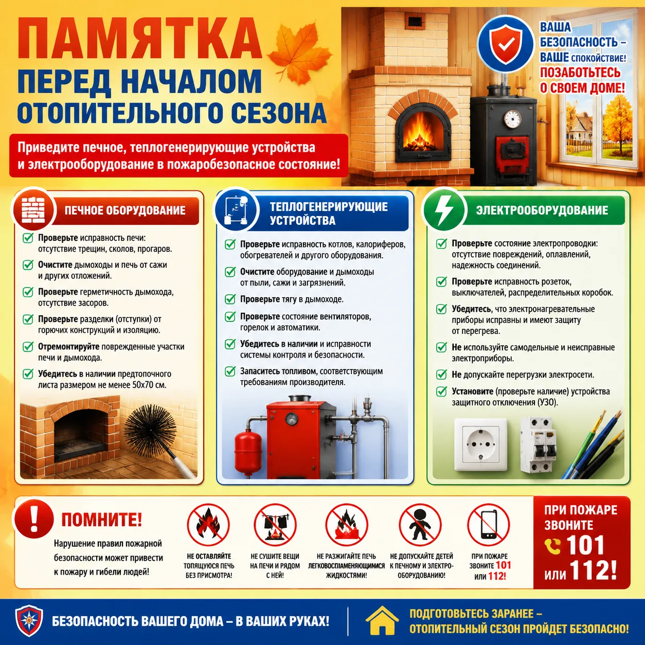 Пожарная безопасность в доме: особое внимание уделите вопросам эксплуатации приборов отопления!

❗Вм