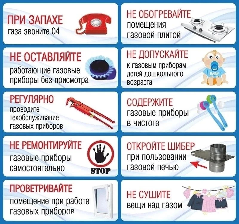 Правила безопасности при эксплуатации газового оборудования